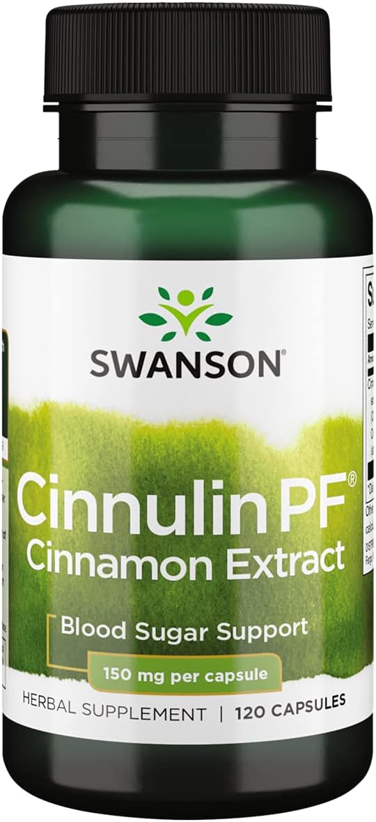 Swanson Cinnulin PF Cinnamon Extract - Herbal Supplement Promoting Blood Sugar Support - Helps Maintain Glucose Levels Already Within The Normal Range - (120 Capsules, 150mg Each) 1 Pack : Health & Household