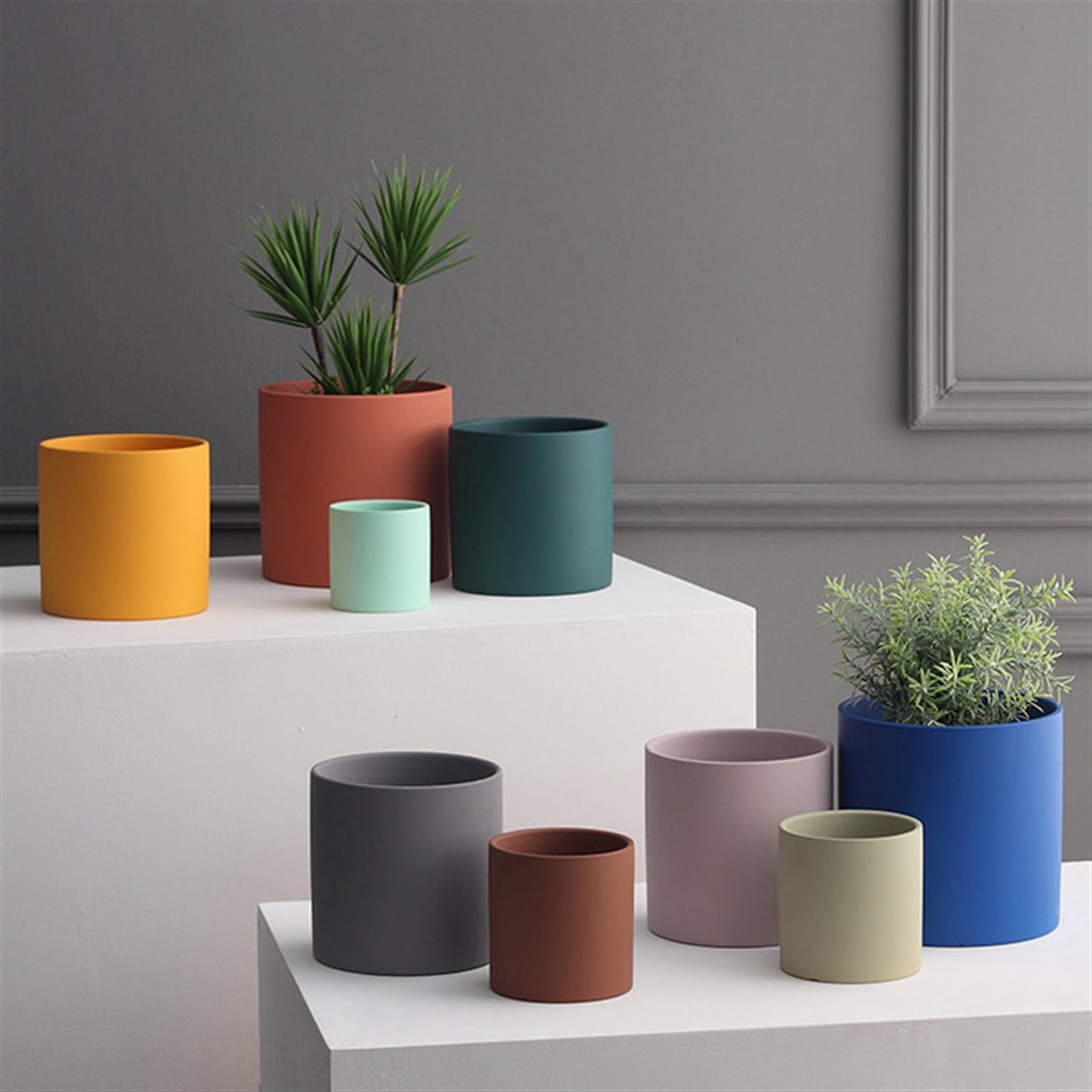 Doniczki Doniczki Proste Kolorowe Ceramiczne Doniczki Sukulenty Doniczki Ogrodowe Donice Dekoracyjne Jednolity Kolor Dekoracja Domu Doniczki Ceramiczne Doniczki do roślin (białe, 9 x 9 x 9 cm)