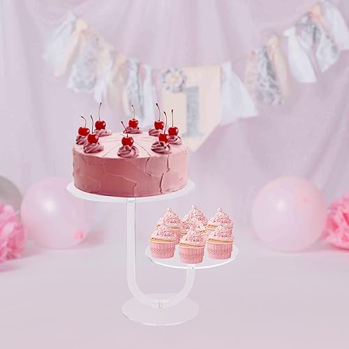 Miniatura 11 de Soporte acrílico para cupcakes de 2 niveles, soporte de exhibición de postres de alta calidad para mesa de postres - Combo de soporte transparente