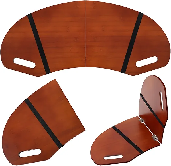 GlikCeil 30.5" Wood Curved Lap Desk Table Tray with Handles Wooden Foldable Desk Wood Curved Bed Wooden Lap Board Keyboard Tray for Laptop Computer Mouse(Reddish Brown)