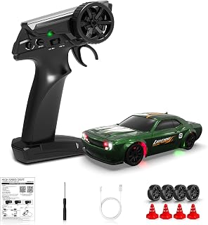 1/43 RC Drift Car, Mini Drifting RC Car with Gyro 2.4GHz Full Proportional Drift Cars 4WD RTR Remote Control Cars with Colorful Lights Gyroscope Fast Racing Vehicle Gift for Kids Boys Adults