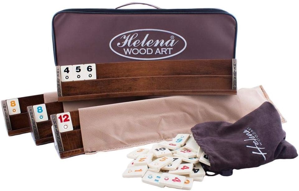 Helena wood art Wooden Oval Rummy Board Game Set
