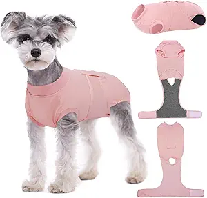 Kuoser Dog Surgery Suit Female Spay, Dog Recovery Suit Male Neuter, Puppy Clothes Onesie for Surgery Anti Licking Abdominal Wounds Pet Surgical Recovery Bodysuit Shirt, Substitute E-Collar & Cone