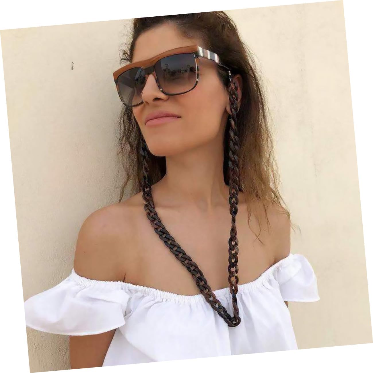 VILLCASE Acrylic Eyeglass Chain Sunglasses Mask Lanyard Strap Tortoise Color Women’s Eyewear Accessory Holder for Outdoor and Daily Use