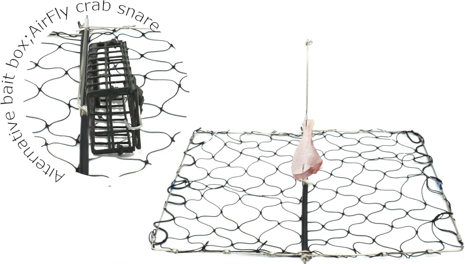 AirFly Weighted Crab Bait Cage 4x2x1 - Hand Throw Line, Loop Trap, Pot, Hoop Net - Dungeness and Blue Crab - Lead-Free 5oz - 0.5 Inch Mesh - Designed in USA - 3 Pack