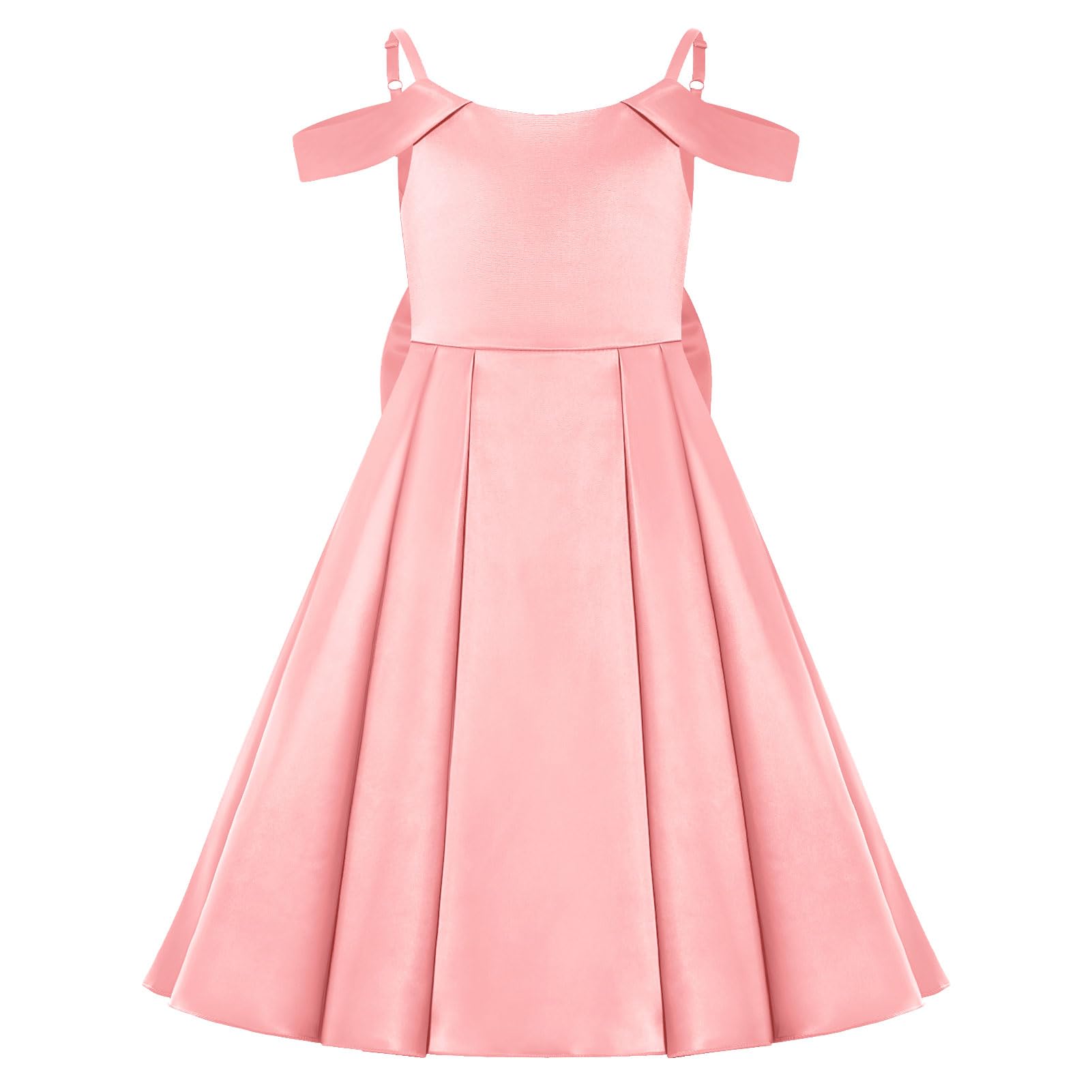 IWEMEK Robe de Soirée Fille en Satin Bustier sans Manches Volants Élégante pour Cérémonie Anniversaire Baptême Princesse