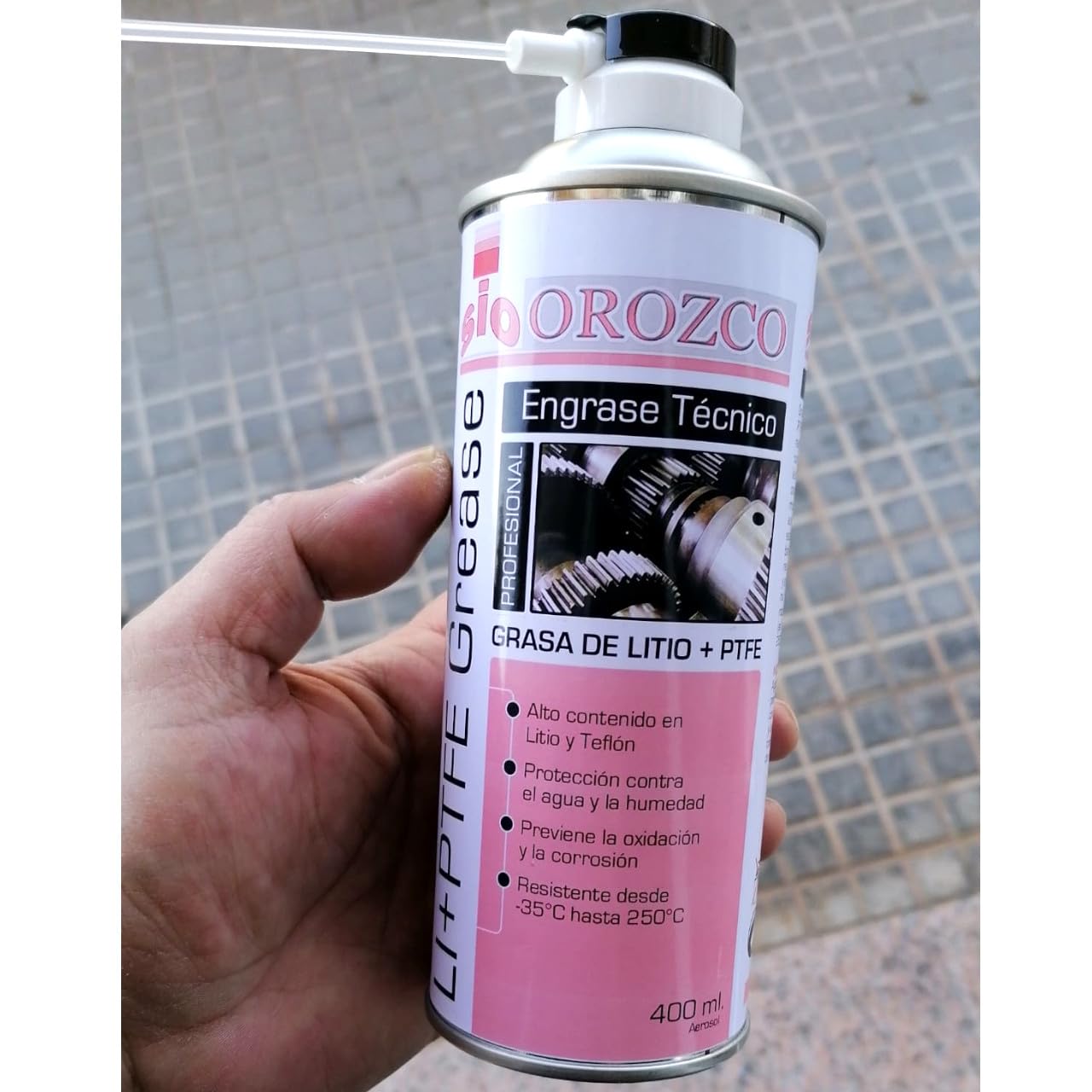 SIO 3x Grasa de Litio Blanca en Spray con PTFE 400 ml – Lubricante Aerosol Líquido con Teflón – Antidesgaste, Anticorrosión y Resistente al Agua – Para Bisagras, Cadenas, Rodamientos, Guías y Mecánica