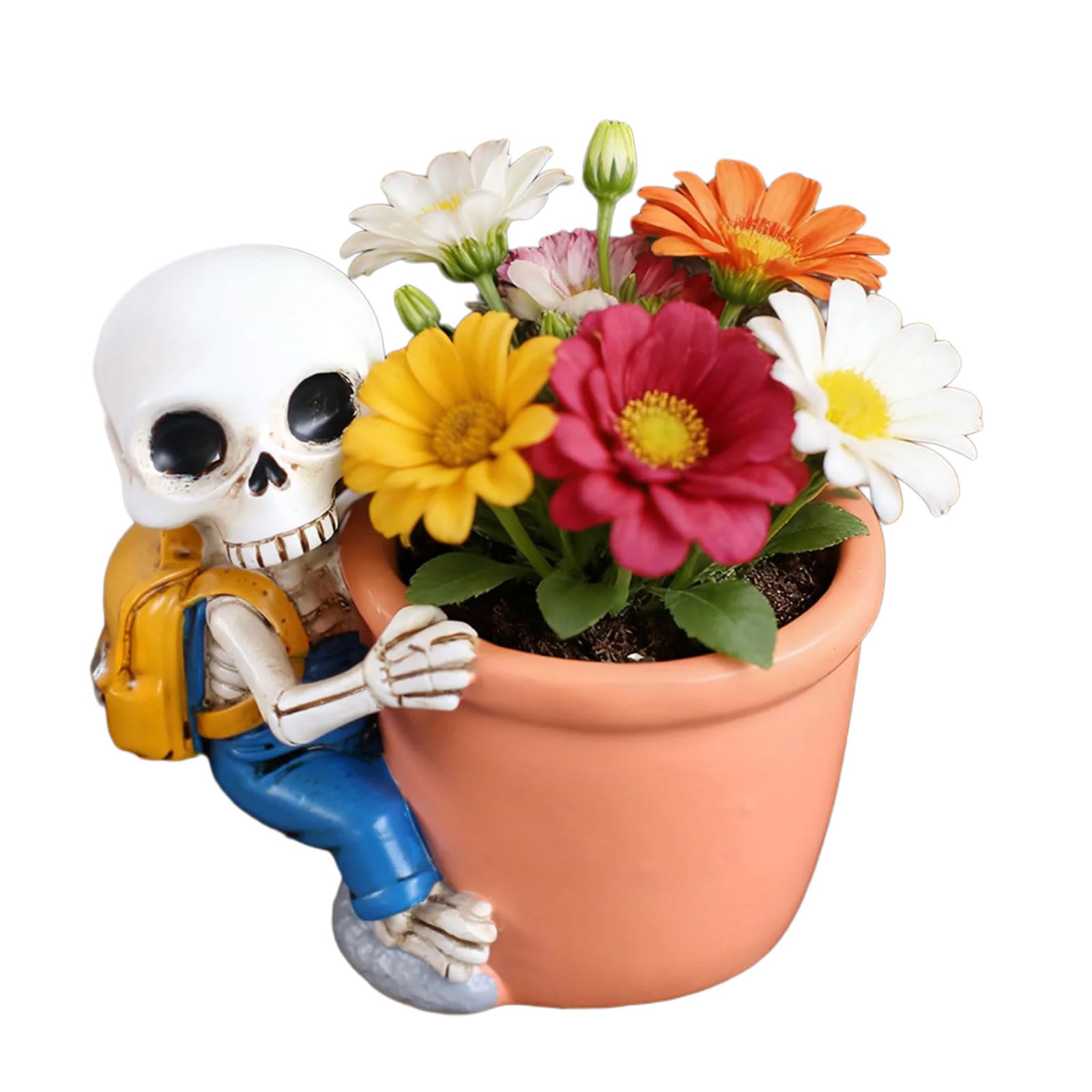 Kaeltsyn Modern Miniature Skull Resin Planter Unique Skull Shape Flower Pots for Air Plant and Small Greeneries Display Indoor Plant Container