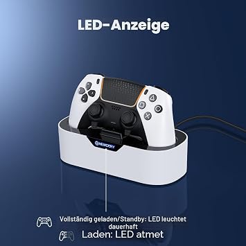 NEWDERY Single Charging Station for PS5 Controller Fast Charging Station with LED Charging Indicator Compatible with PS5 Controller and DualSense Edge Controller White