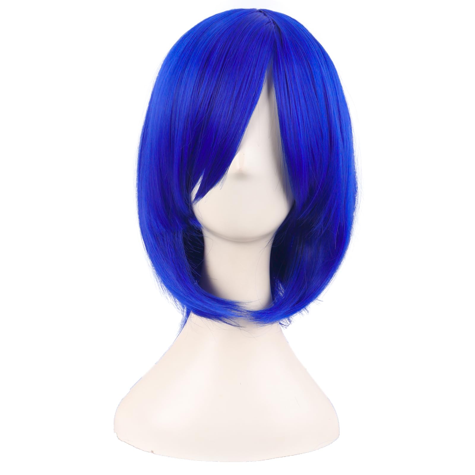 MapofBeauty 14 Inch /35 cm Female Models Medium Length Straight Hair Cosplay Bob Wig (Navy Blue), 21-22 Inch