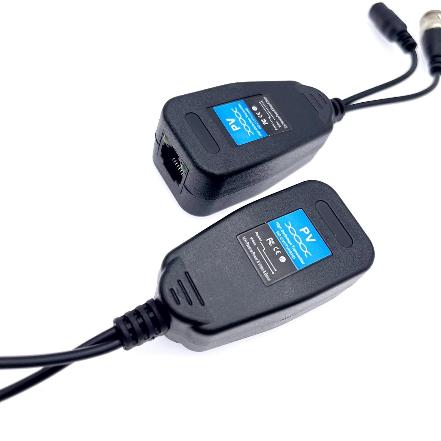 JZK 2 Pairs Video Balun RJ45 to BNC Transceiver Transmitter HD-CVI/TVI/AHD/CVBS with Power Connector for 1080P 3MP 4MP 5MP 8MP CCTV Security DVR Surveillance Camera System, BNC to RJ45