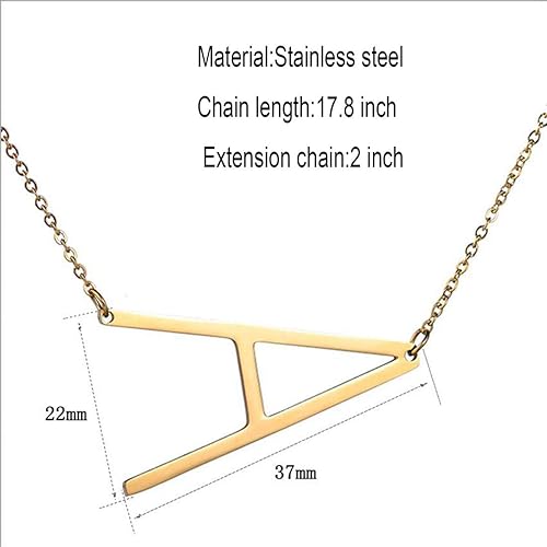 Miniatura 4 de Collar con inicial lateral de acero inoxidable chapado en oro de 18 quilates, collar de letra grande, dije de inicial grande, monograma, collar con