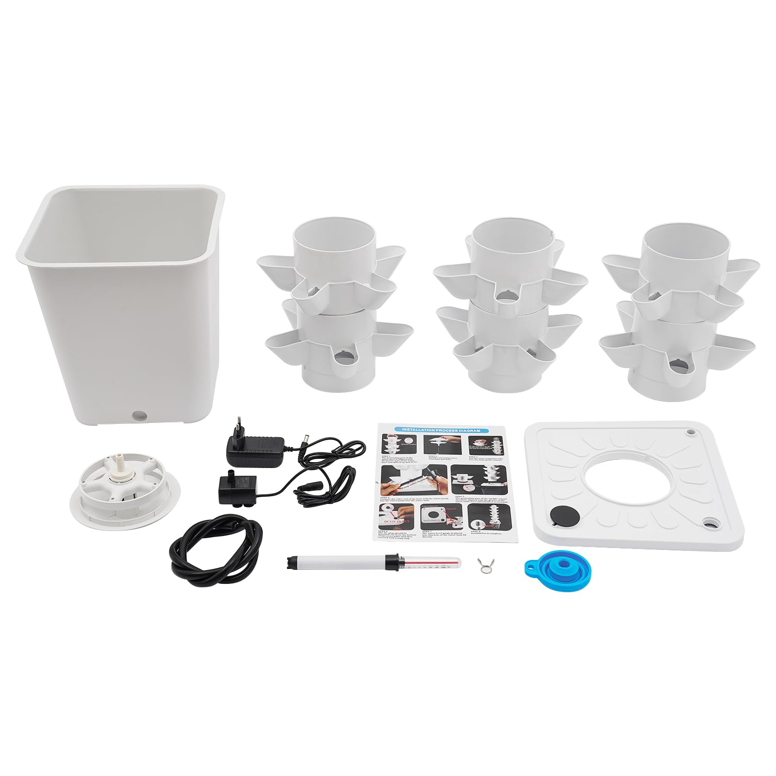 Hydroponic Tower Garden - Torre aeropónica de 30 agujeros, sistema de cultivo sin tierra para interiores, depósito de agua de 10 l, incluye bomba y accesorios, ideal para verduras y hierbas