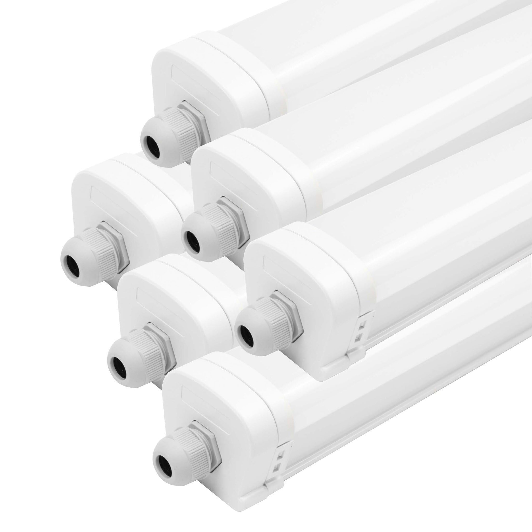 Ledvion - 6X Luminaria LED TL, 60CM, 20W, 6500K, IP65, LED, Conectable, Luz Blanca Fría
