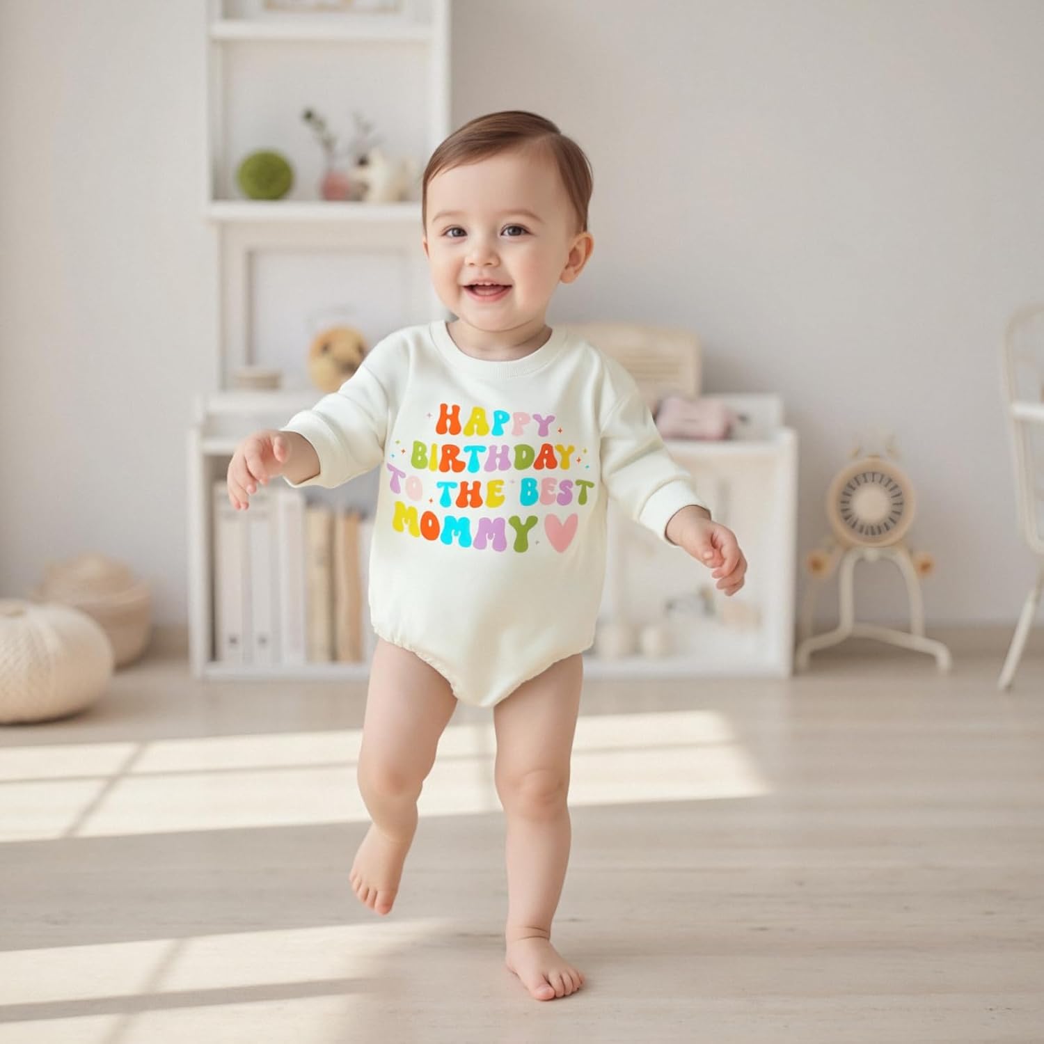 YOKJZJD Newborn Baby Girl Boy Happy Birthday To The Best Daddy Mommy Bubble Romper Sweatshirt Bodysuit T-Shirt Fall Outfits - Image 3