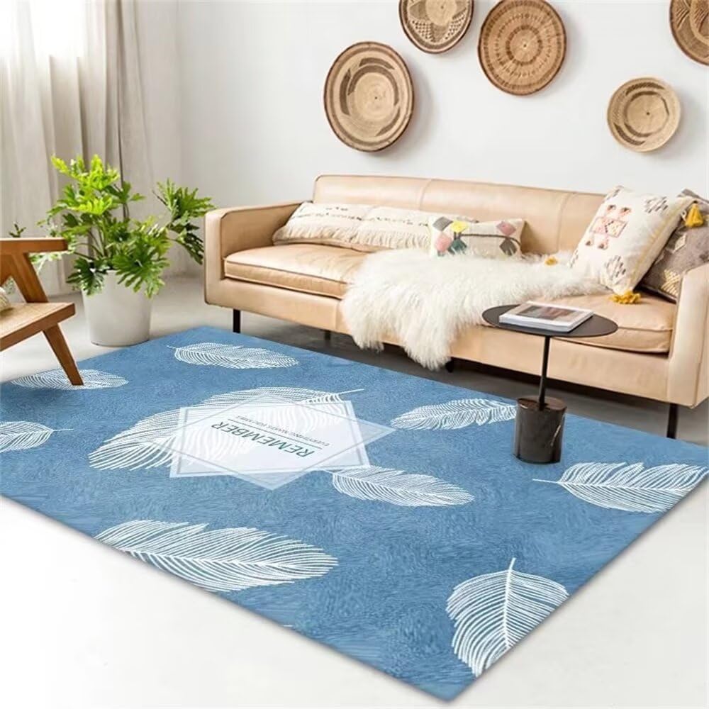 Tapis de chambre bébé bleu anti-taches lavable et doux 120x180cm