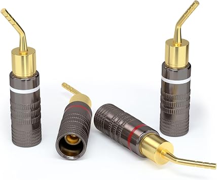 SKW Speaker Wire Connectors, Convertible Connectors Gold Plated Speaker Pin Plugs, 2 mm Pin Banana Screw Plug for Speaker Cable 4pcs