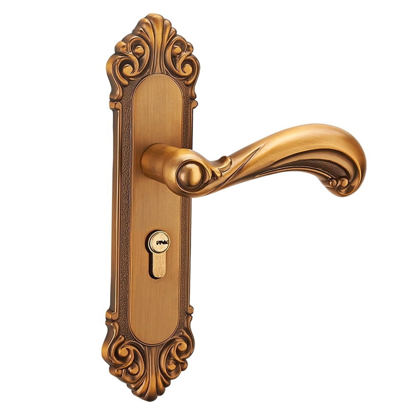 Poignée de porte en bois rétro jaune antique avec serrure de chambre européenne