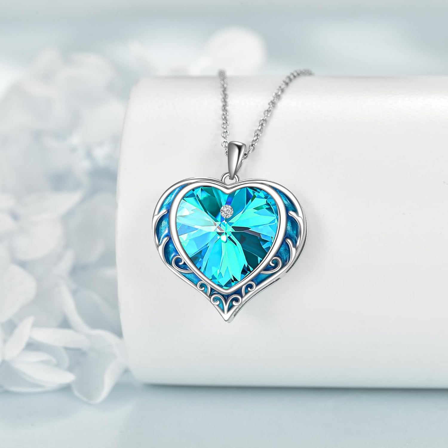 Necklaces for Women, Love Heart Pendant with Austrian Crystals, Jewelry Gifts for Wife, Sterling Silver Heart Necklaces, Birthday or Chrismas Holiday Gifts for Her, Mom - Image 4