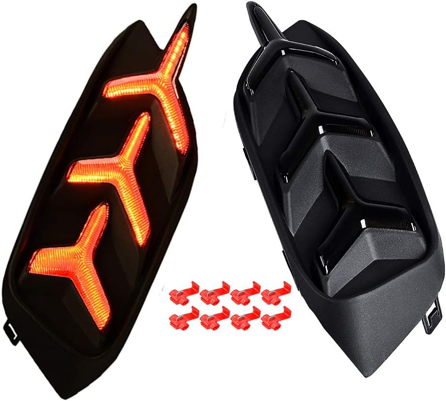 Smoked Lens Y LED Bumper Reflector Lamps Compatible With 2016-2021 Honda Civic LX EX Touring Sedan - Tail Brake & Rear Fog Lights