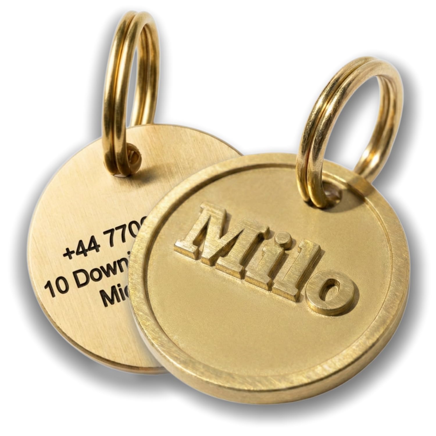 Personalized Dog Tags for Pets - Deep Engraved & 3D Embossed Heavy Duty Custom Pet ID Tag Brass & Silver, 3mm Thick Pure Copper Nameplate for Dogs and Cats (2.5cm/30cm) — image 1