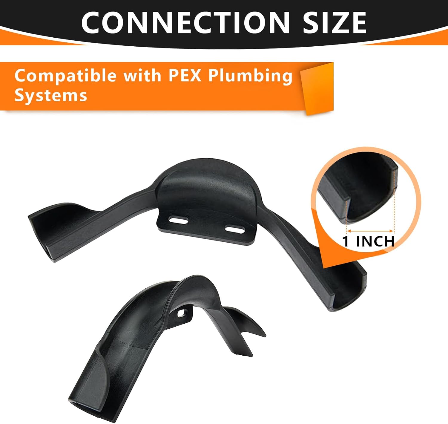 10-Pack HeSun PEX PPSU Bend Support with Mounting Plate, 90 Degree 1 inch Black Tubing Pipe Hanger