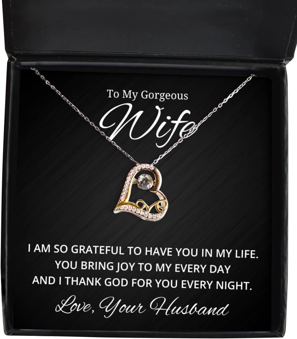 to My Gorgeous Wife Love Dancing Necklace, I Am So Grateful to Have You in My Life, Best Birthday Gifts, Engagement Gifts, Wedding Gifts, Valentines Day Gifts from Your Husband