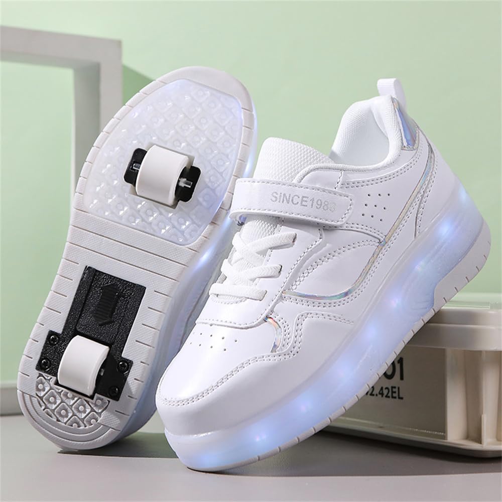 Mateju Chaussures à roulettes Fille Garçon Enfant Patins à roulettes Rétractable avec 2 roulettes, 2 en 1 Chaussures de Skateboard Réglables Adolescents pour Homme Femme 29-40 EU