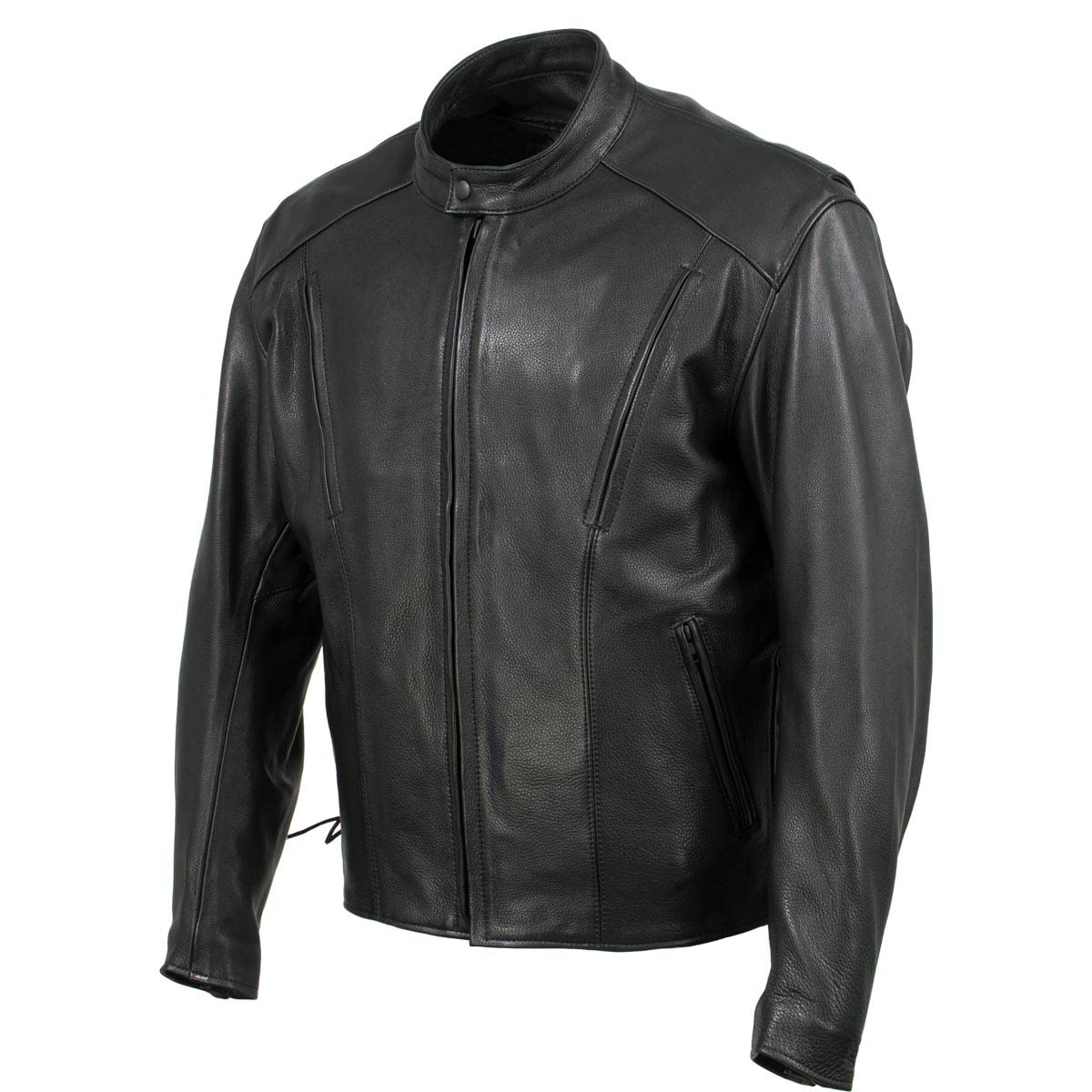 Milwaukee Leather USA MADE MLJKM5002 Mens Black Air Stream Vented Premium Leather Motorcycle Jacket with Side Laces — view 8
