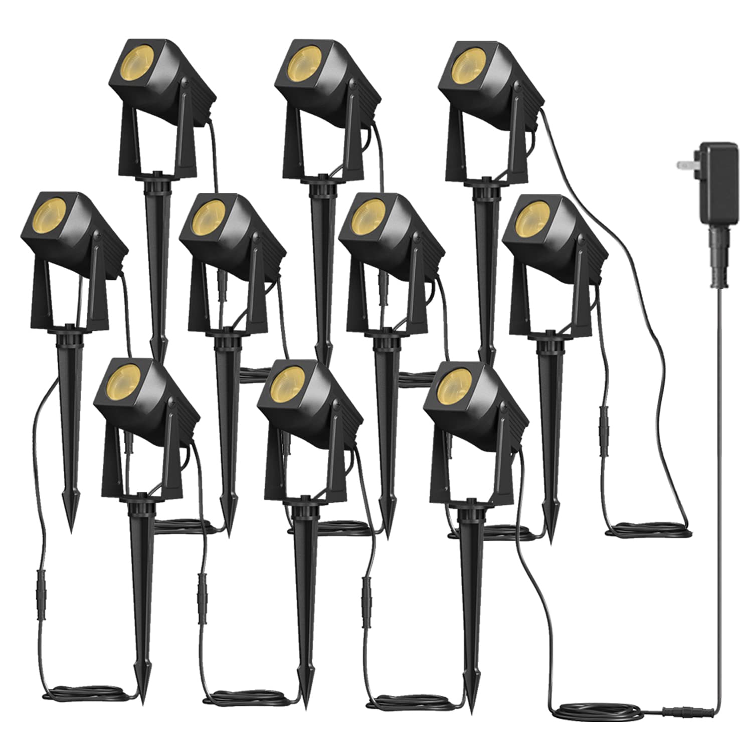 FMART Landscape Lighting, 3Wx10 Low Voltage Outdoor Landscape Spotlights with Stake, 2700K Warm White IP65 Waterproof Outdoor Landscape LED Lighting for Garden Backyard Lawn, 2500 Lumens, 10Pack