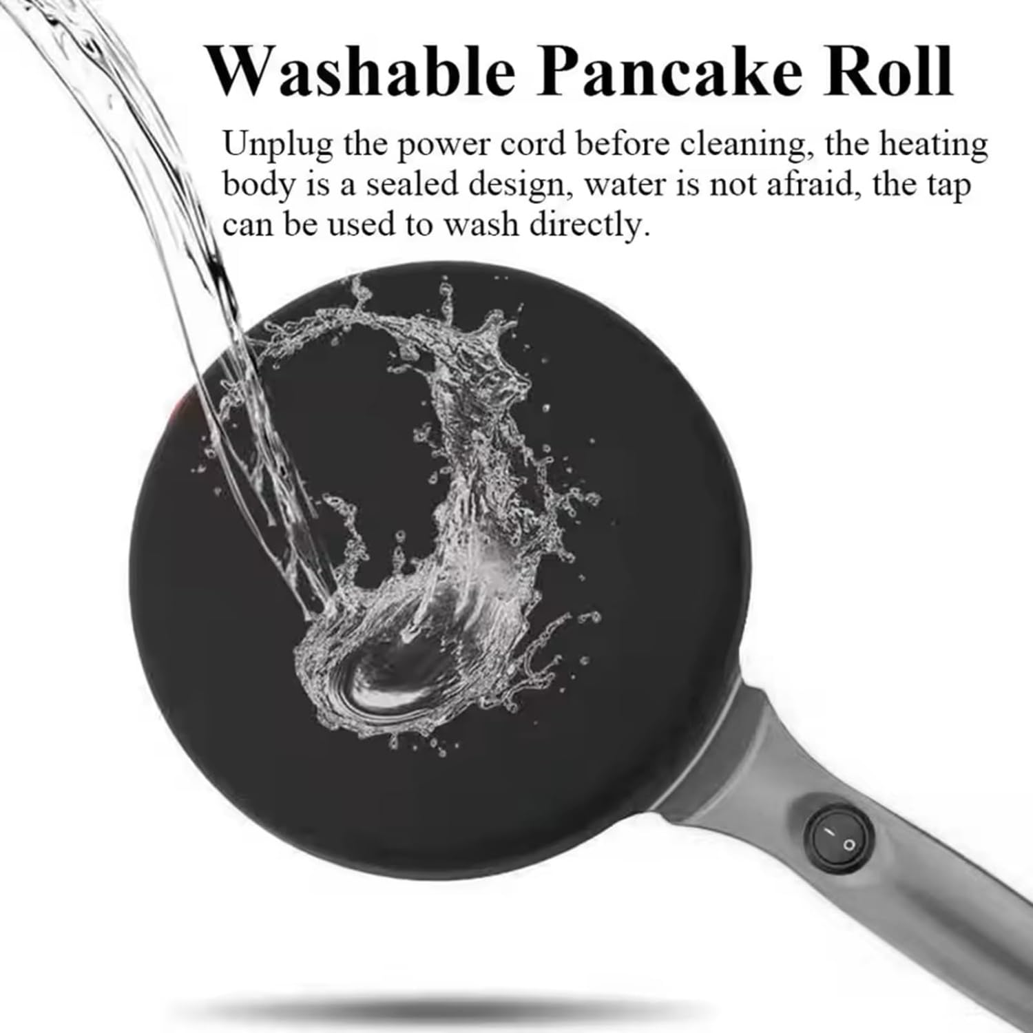 Crepe Maker elettrico, padella antiaderente da 20,3 cm con piastra per immersione e frusta per uova, riscaldamento rapido completamente automatico, controllo automatico della temperatura per crepes
