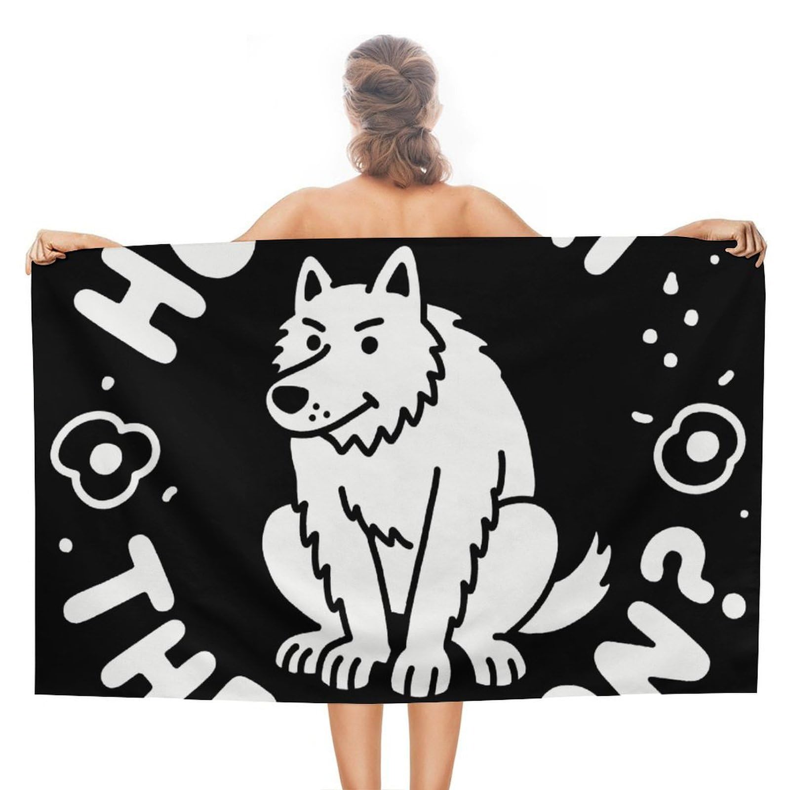 asbwuo Funny Wolf Beach Towels Extra Large Quick Dry Absorbent