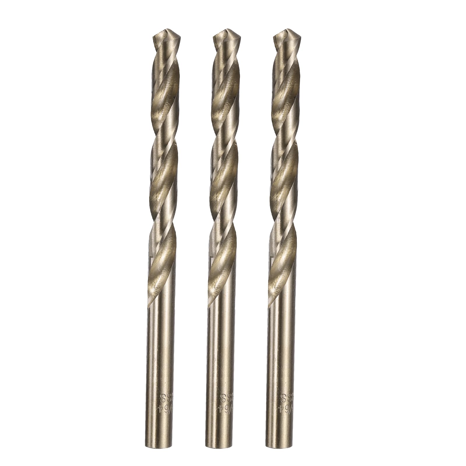 sourcing map 3pcs 19/64" M35 Cobalt Twist Drill Bits, High-Speed Steel Jobber Drill Bit for Stainless Steel, Hardened Metal, Cast Iron, Aluminum, Copper, Soft Alloy Steel, Wood, Plastic