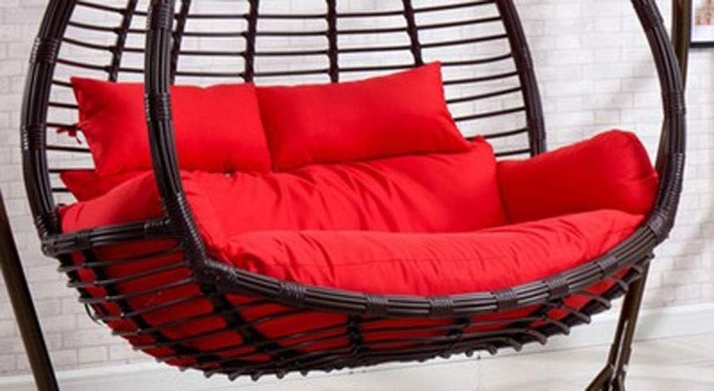 ZHAS Hanging Egg Swing Chair Pads,Double Egg Hammock Chair Pads for Indoor Outdoor Garden Hanging Basket Chair,110x150cm (Color : Red)(Excluding chair)