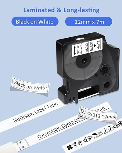 Miniatura 3 de Repuesto para rotuladora Dymo D1 45010 S0720500 D1 compatible con Dymo Labelmanager 160 recambios de cinta de 0.472 in 12 pulgada, 3 paquetes