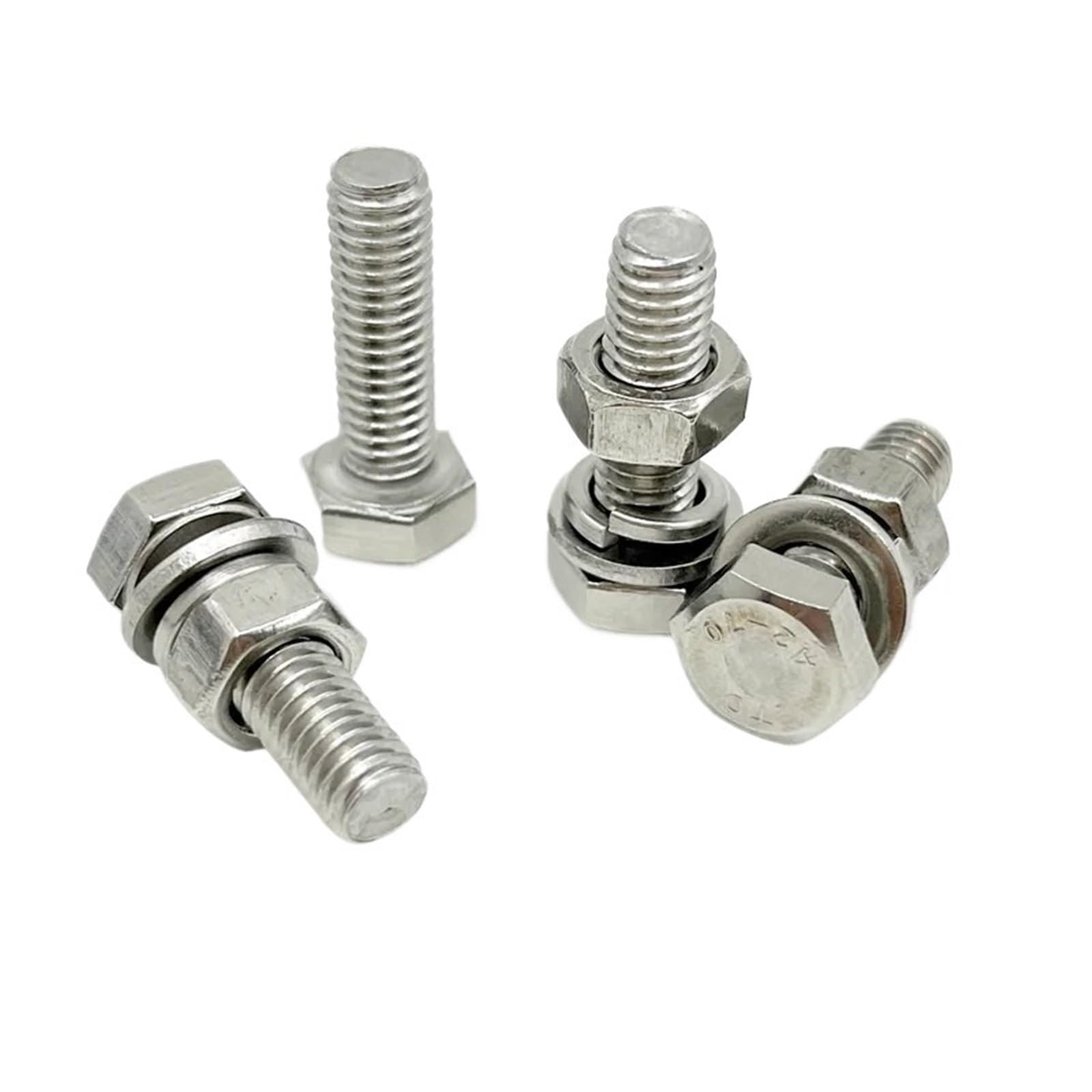 Juego de tornillos hexagonales externos acero inoxidable 304, tuercas, arandelas planas, elásticas, juntas, pernos M3, M4, M5 y M6 con tuerca for bicicleta Juego de Tornillos y Tuercas