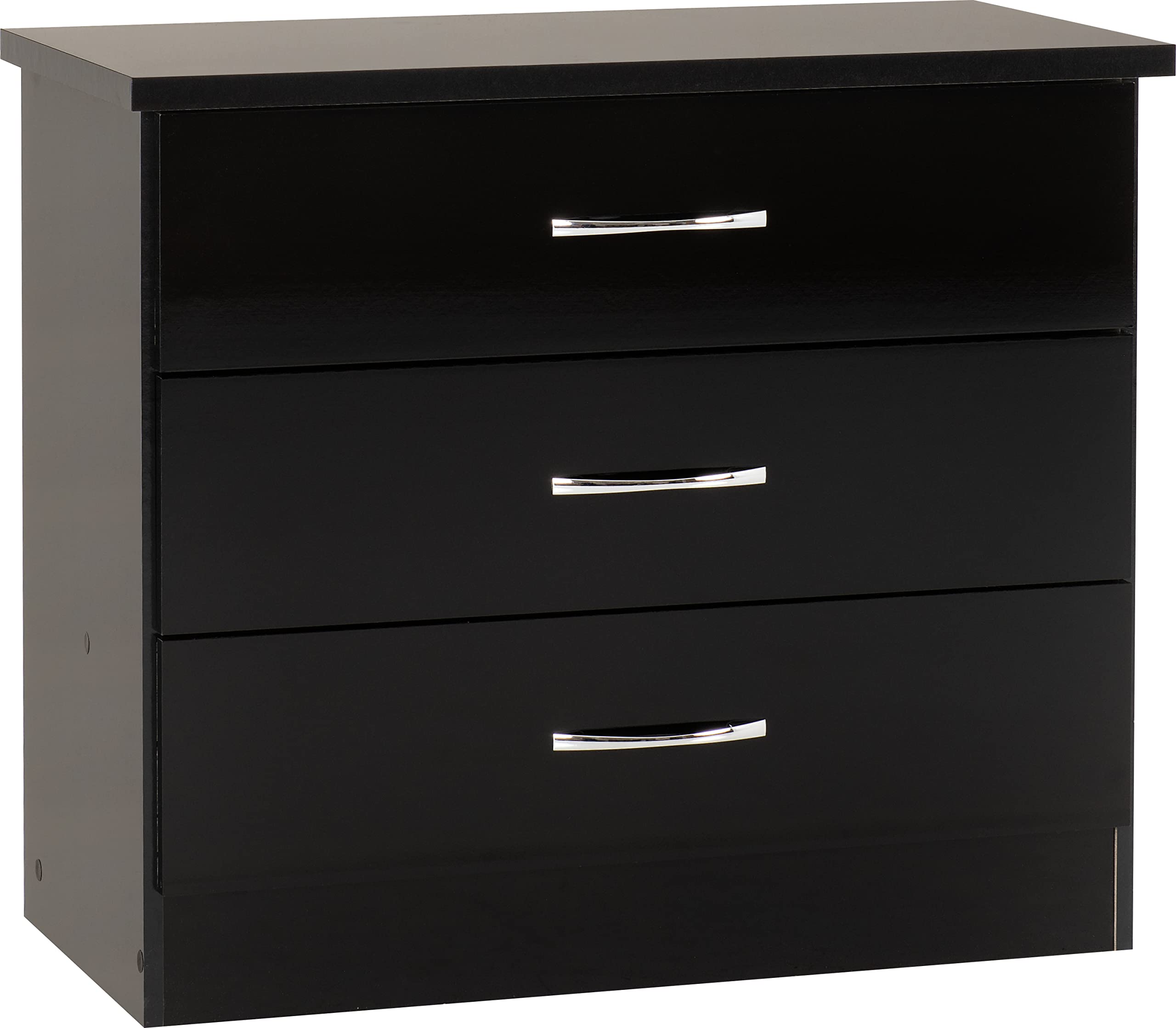 Seconique Nevada 3 Drawer Chest - Black Gloss, Black