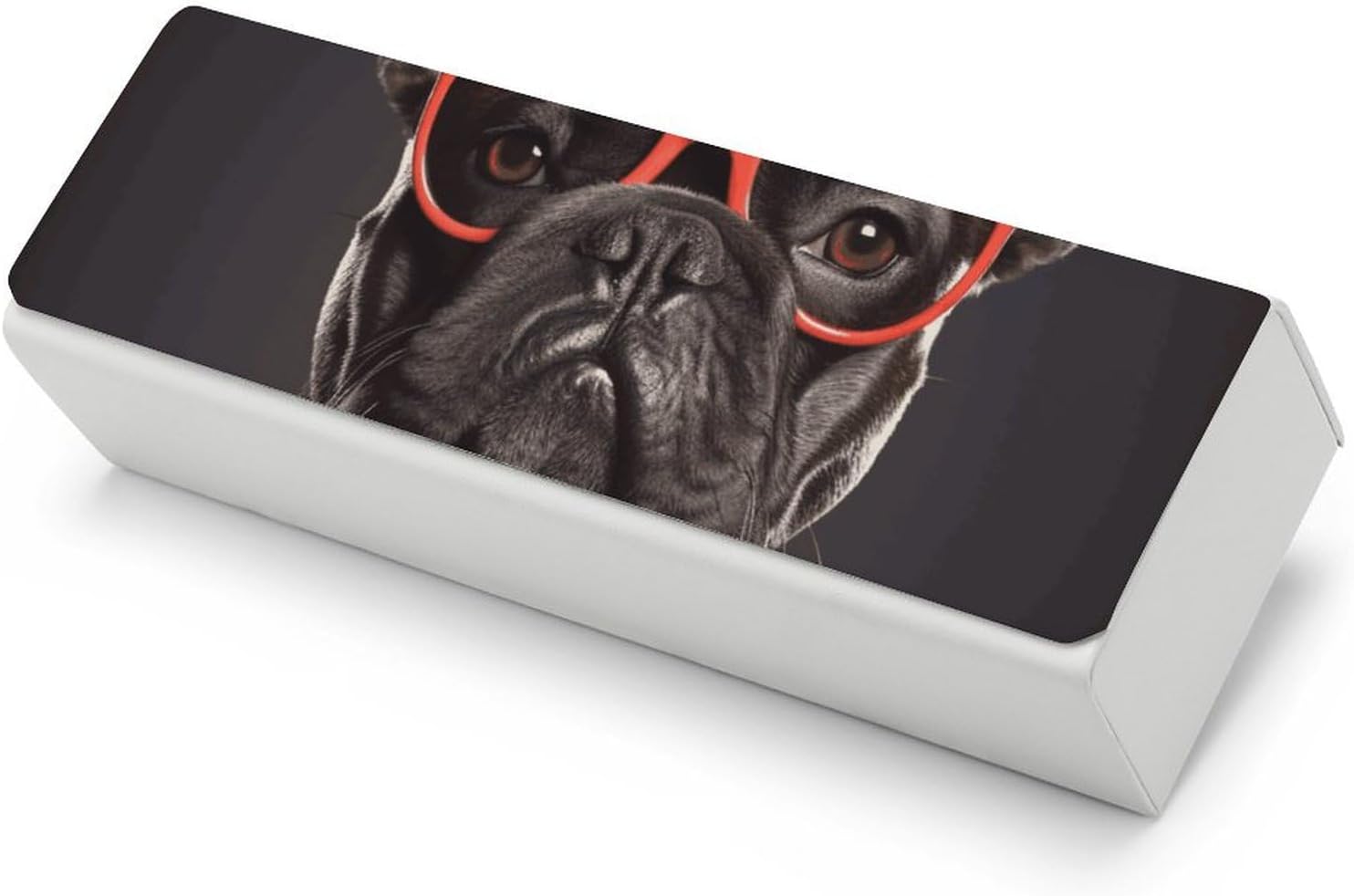 French Bulldog Eyeglass Case for Men Women Case Leather Light Nearsighted Spectacle Case Box Portable Sunglass Case Hard Shell Protective Case