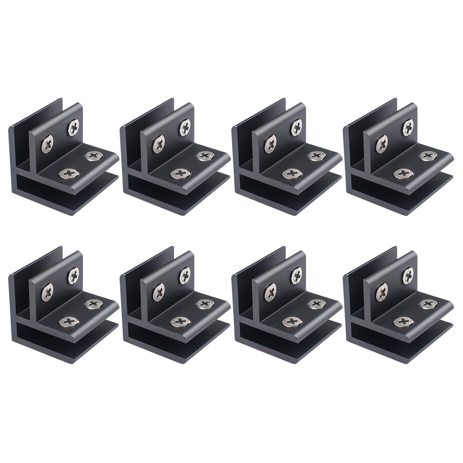 INCREWAY 8PCS Adjustable Glass Clips Kit 90 Degrees Adjustable Black Square Glass Shelf Bracket Holder Bracket Clamp for Glass Fence Panel, Showcase, Wine Cabinet (5-8mm) — image 1