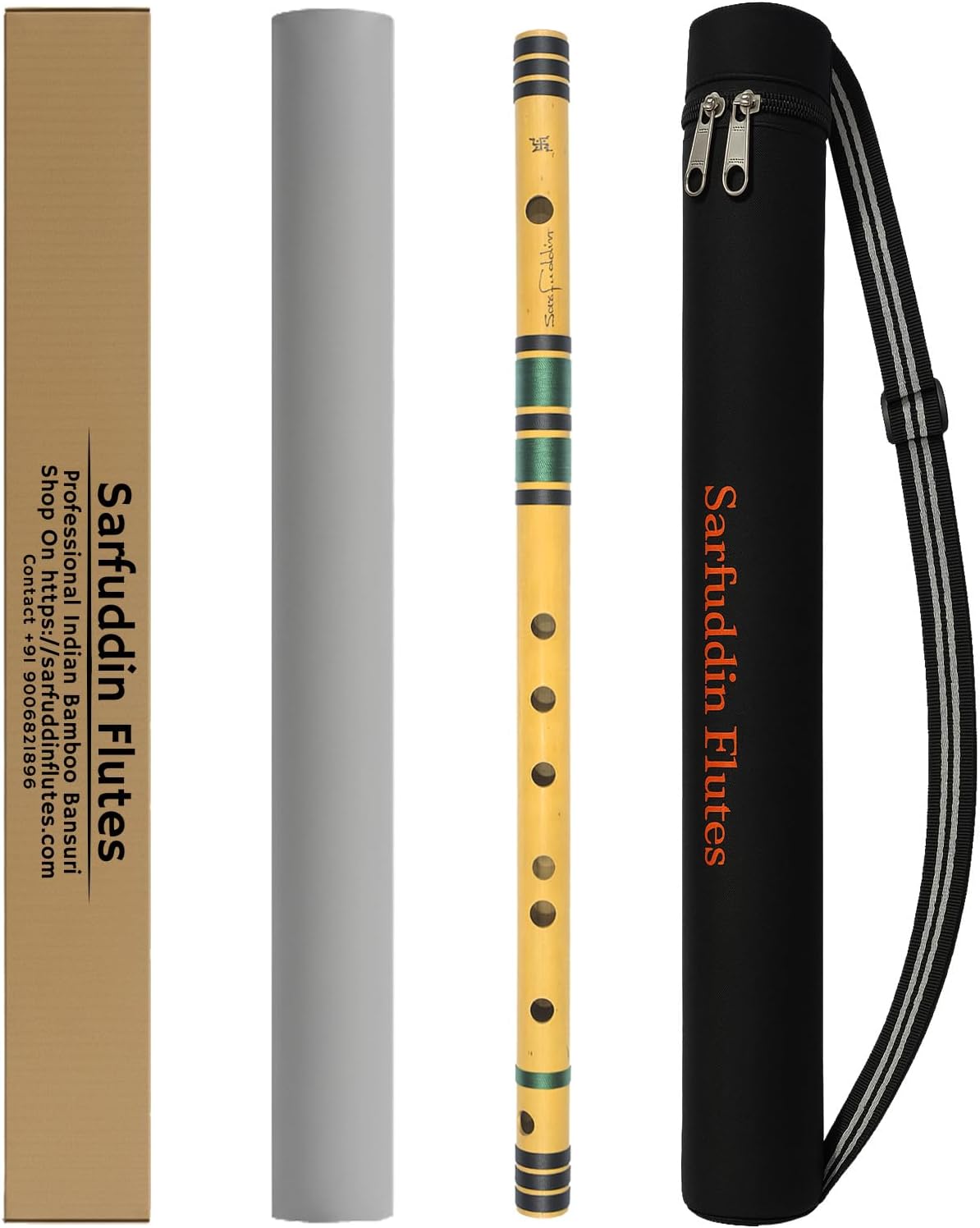 Sarfuddin flutes C Natural Medium 19 inches Professional Tuned 440hz Hand Made Bamboo Flute Bansuri With Carry Bag