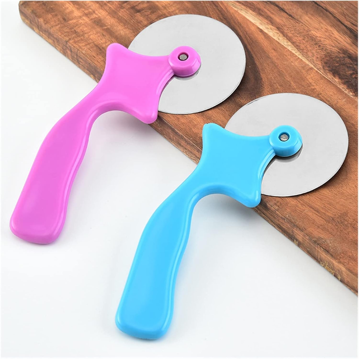 Pizza Slicer Household Pizza Knife Stainless Steel Pizza Single Wheel Cut Tools Diameter 6.5CM Kitchen Cake Tools Wheel Waffle Cookies Cutter Pizza Cutters (Color : Blue)