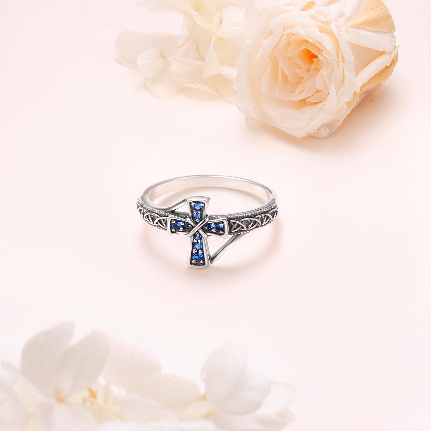 925 Sterling Silver Celtic Cross Ring for Women Men, Christian Faith Religious Jewelry Gift