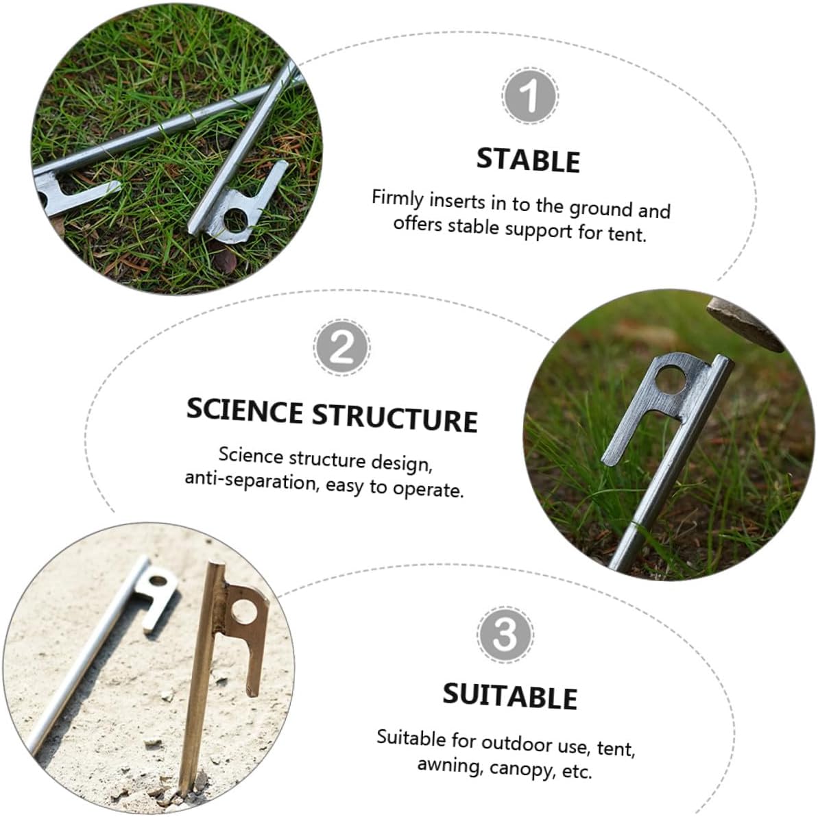 Toyvian 4pcs 30cm 304 Stainless Steel Non-Rust Tent Stakes Tent Nails Pins Outdoor Camping Pegs Floor Anchors for Hiking