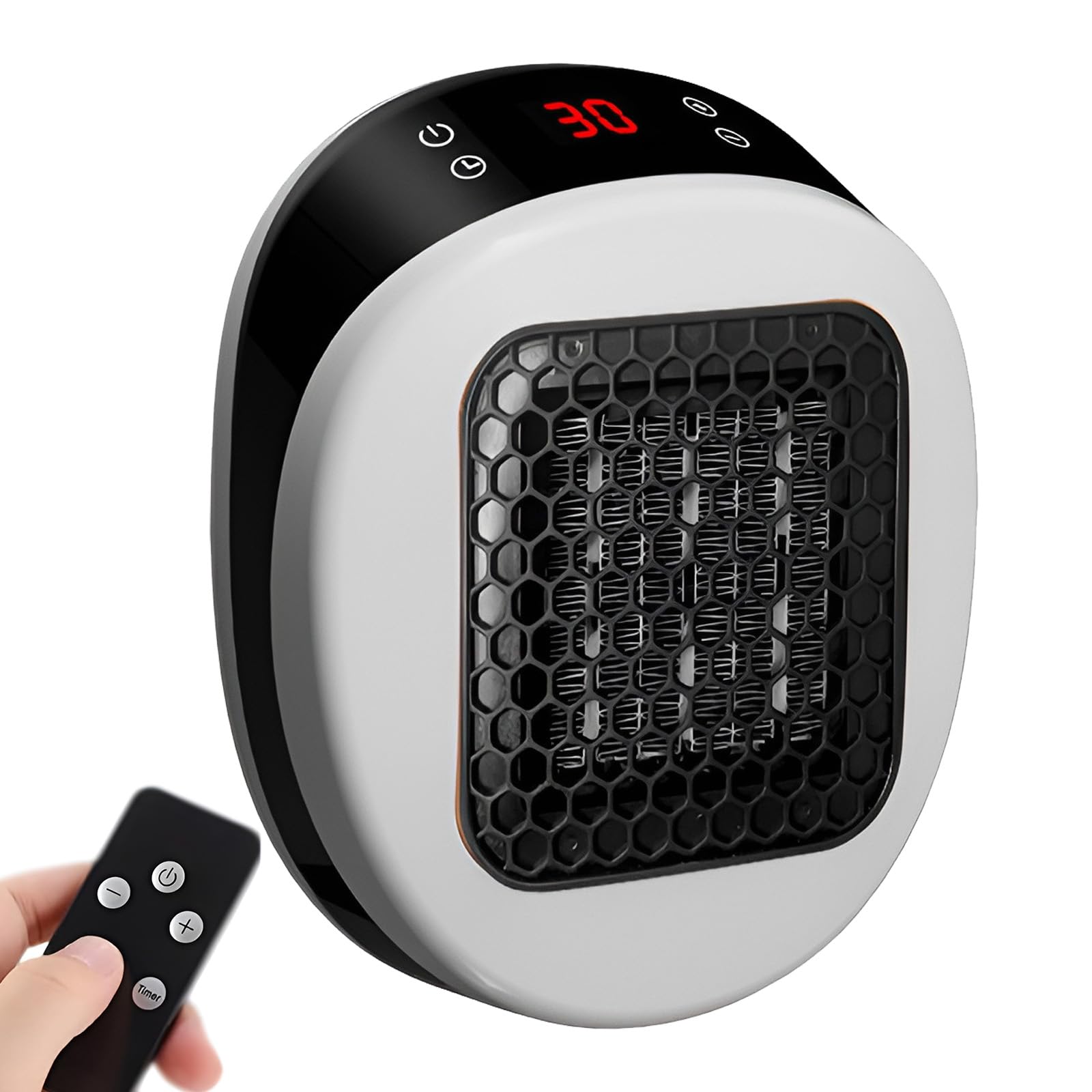 Calefactor portátil enchufable, mini calefactor con control remoto, calentamiento rápido en 30 segundos, elemento cerámico PTC, temporizador de 12 horas, para dormitorio, oficina y escritorio, color b