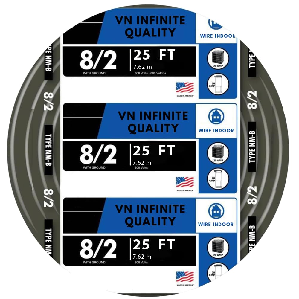 8/2 NM-B Nonmetallic with Ground Sheathed Cable Residential Indoor Wire (50 Ft)