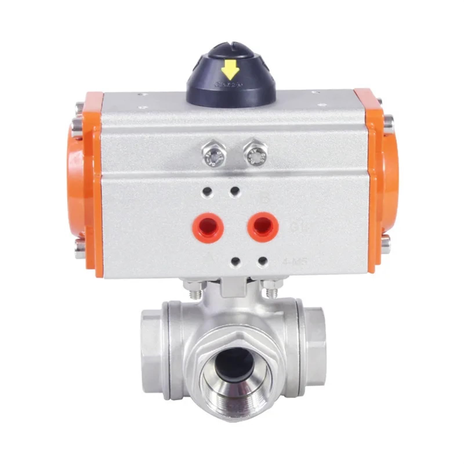 Kkhcmzpi Dn8 Dn08 304 Stainless Steel 3 Way High Platform Pneumatic Ball Valve With Double Acting Cylinder(T Type)