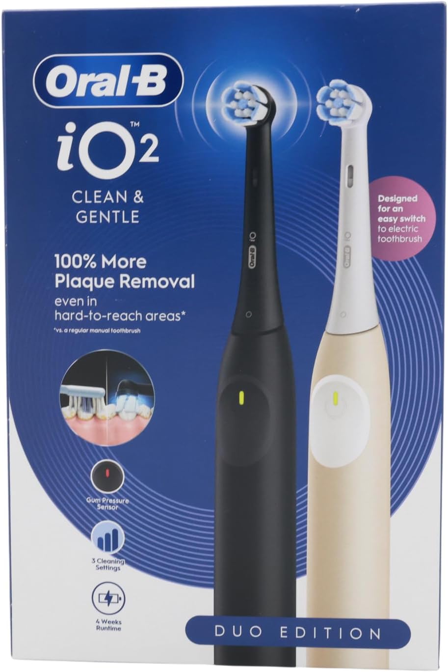 Oral-B iO 2 Electric Toothbrushes, Black and Pink, Pack of 2
