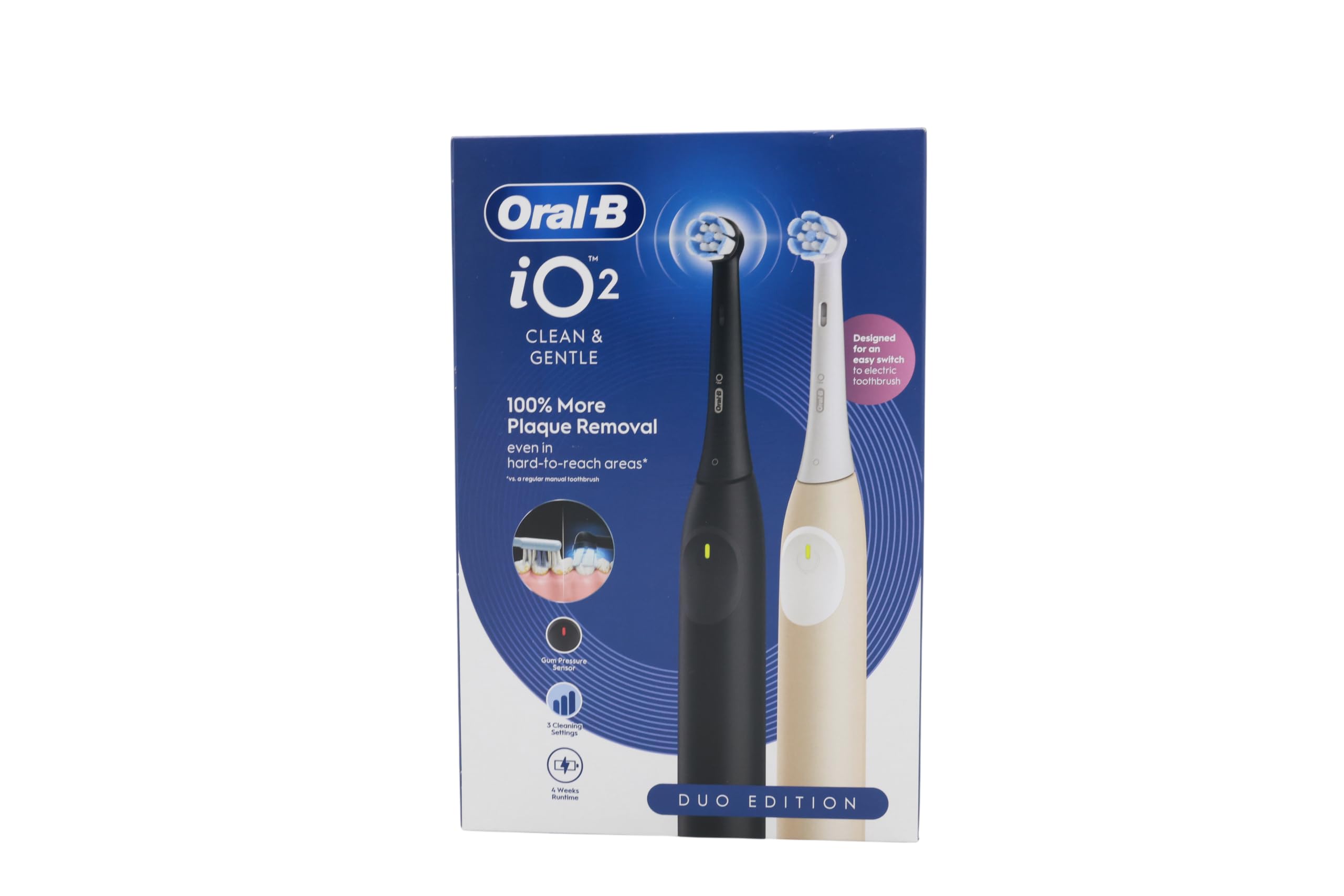 Oral-B iO Series 2 Lot de 2 brosses à dents électriques, Night Black & Calm Pink, avec 2 brossettes, jusqu'à 4 semaines d'autonomie, étui de voyage