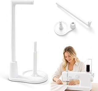 Spool Bracket for Sewing Machine, Thread Stand Spool Holder for Sewing Machine Embroidery with Anti-Tangle Guide Universal Household Spool Holder for Spools Sewing Enthusiasts (White)