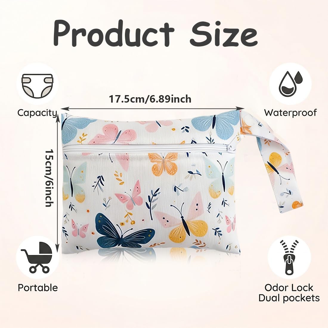 Borsa per Pannolini Impermeabile Portatile Multifunzione Sacchetto per Neonati